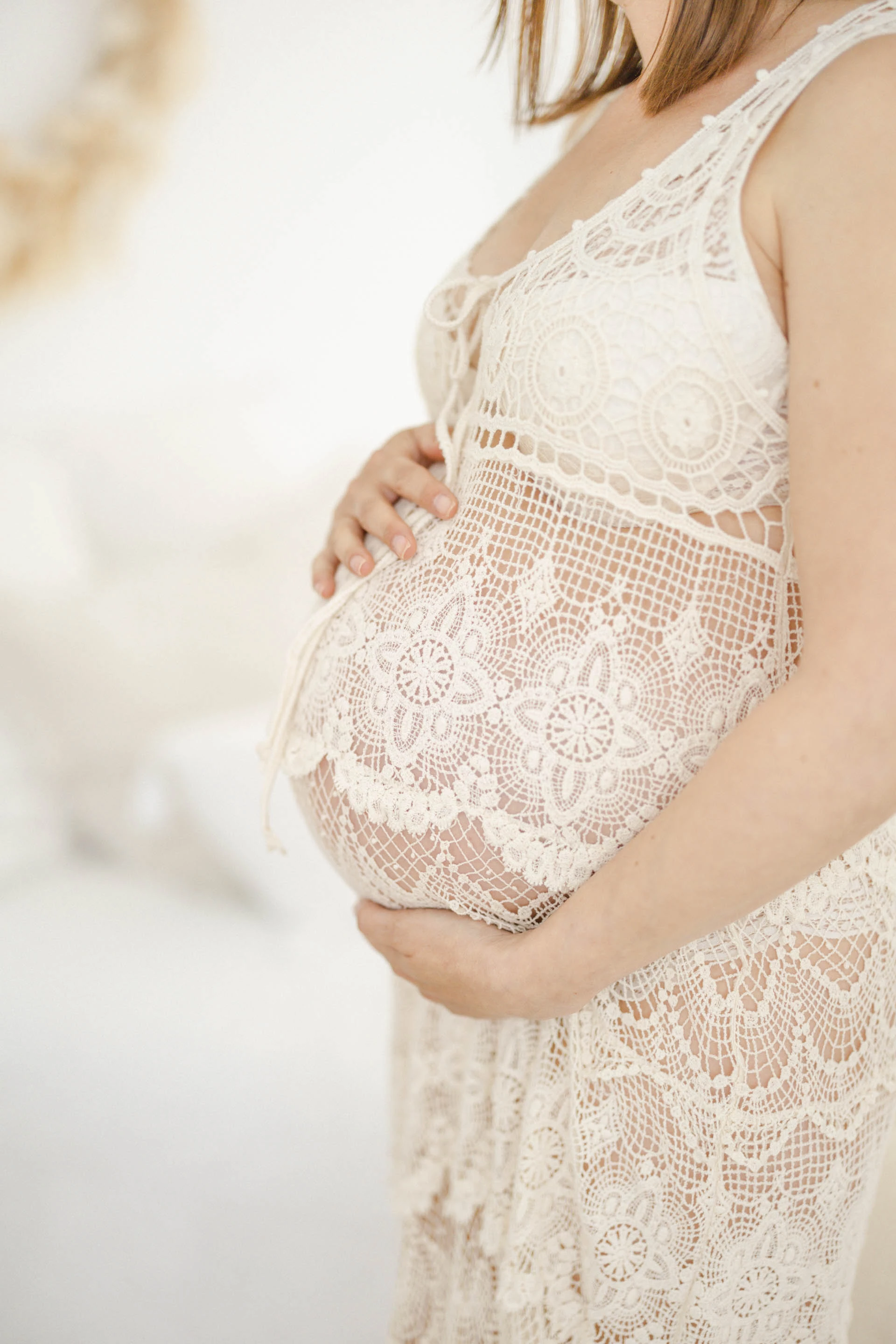 robe dentelle gris marron grossesse